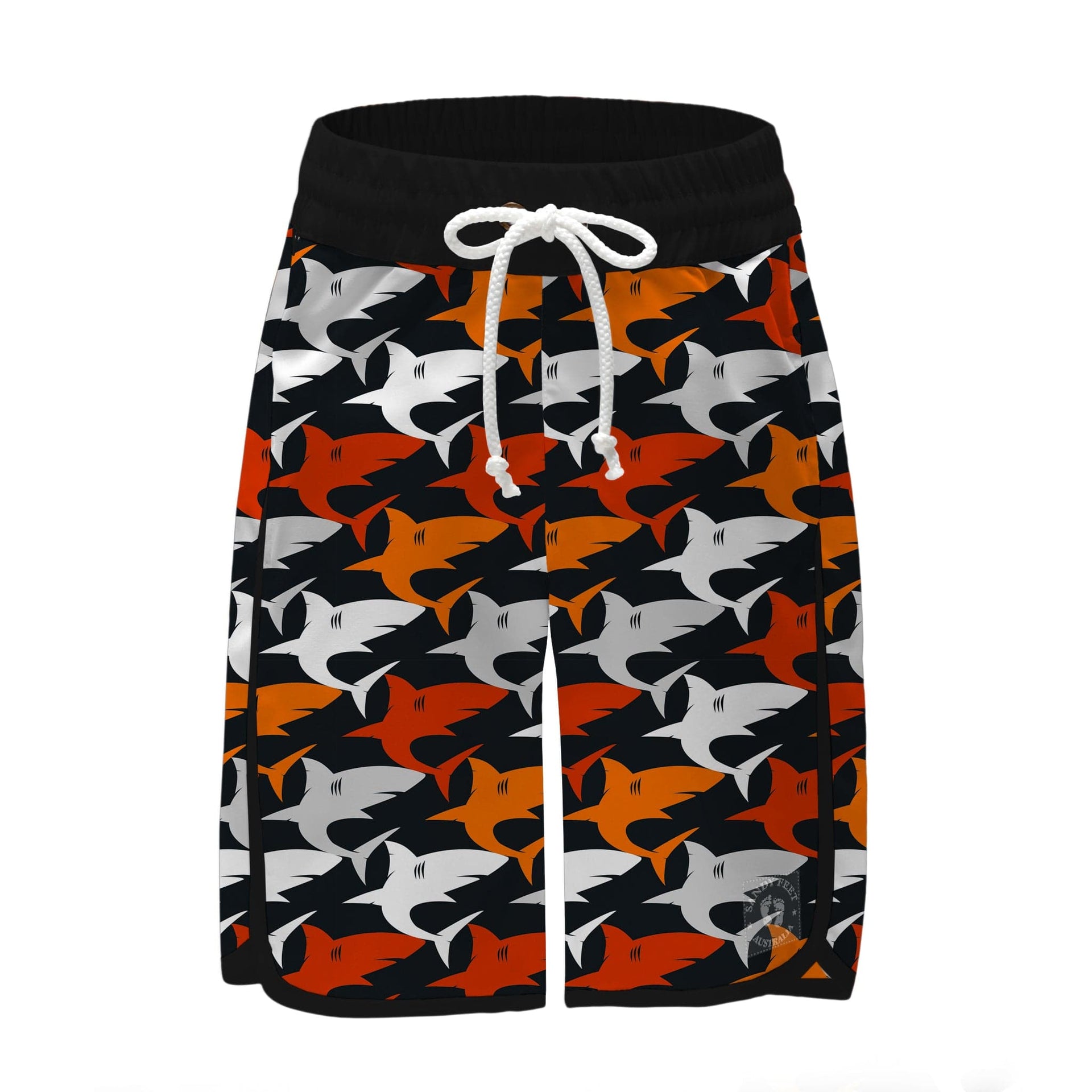 Sandy Feet Australia Board Shorts BLACK SHARK FRENZY BOARD SHORTS