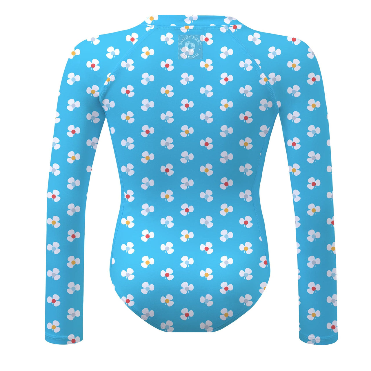 Sandy Feet Australia Long Sleeve Sunsuit AZURE FLOWER BURST LONG SLEEVE SUNSUIT