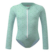 Sandy Feet Australia Long Sleeve Sunsuit MINT FLOWER PEBBLE LONG SLEEVE SUNSUIT