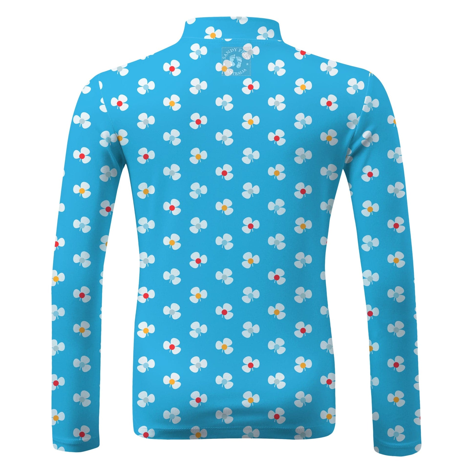 Sandy Feet Australia Long Sleeve Zip Rashie AZURE FLOWER BURST LONG SLEEVE ZIP RASHIE