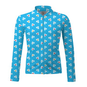 Sandy Feet Australia Long Sleeve Zip Rashie AZURE FLOWER BURST LONG SLEEVE ZIP RASHIE