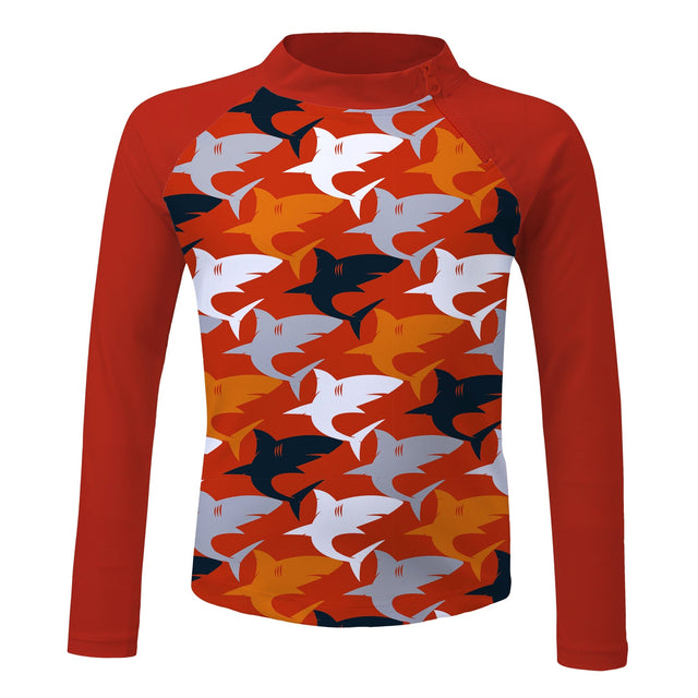 Tiger Shark Frenzy Long Sleeve Zip Rashie | Sandy Feet Australia
