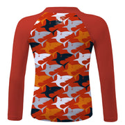 Sandy Feet Australia Long Sleeve Zip Rashie TIGER SHARK FRENZY LONG SLEEVE ZIP RASHIE