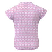 Sandy Feet Australia Short Sleeve Zip Rashie PINK LEAF CHEVRON SHORT SLEEVE ZIP RASHIE