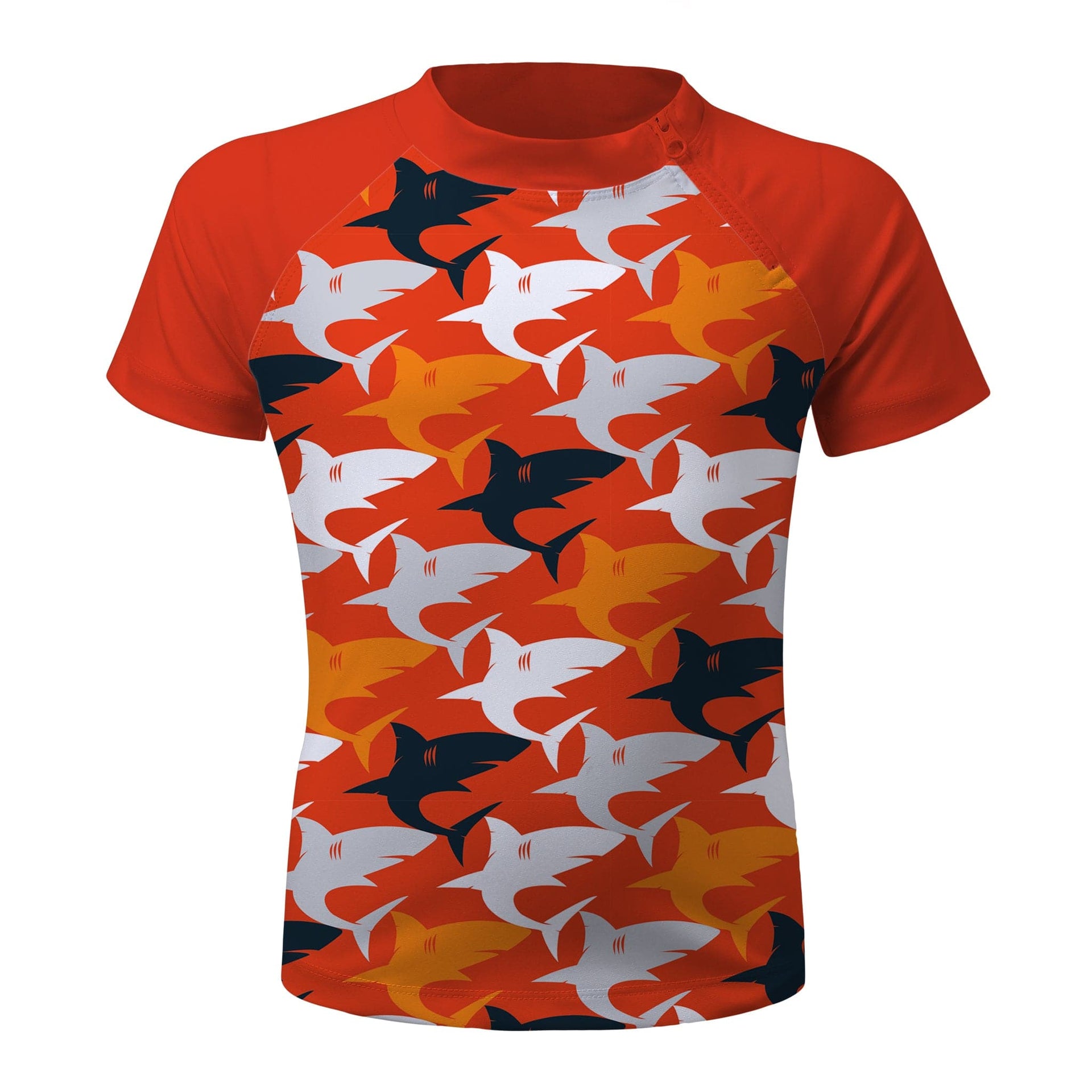 Sandy Feet Australia Short Sleeve Zip Rashie TIGER SHARK FRENZY SHORT SLEEVE ZIP RASHIE