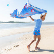 Sandy Feet Australia Beach Towel Blue Crab Cast Sand Free Beach Towel