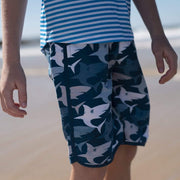 Sandy Feet Australia Board Shorts Boys Navy Shark Frenzy Board Shorts