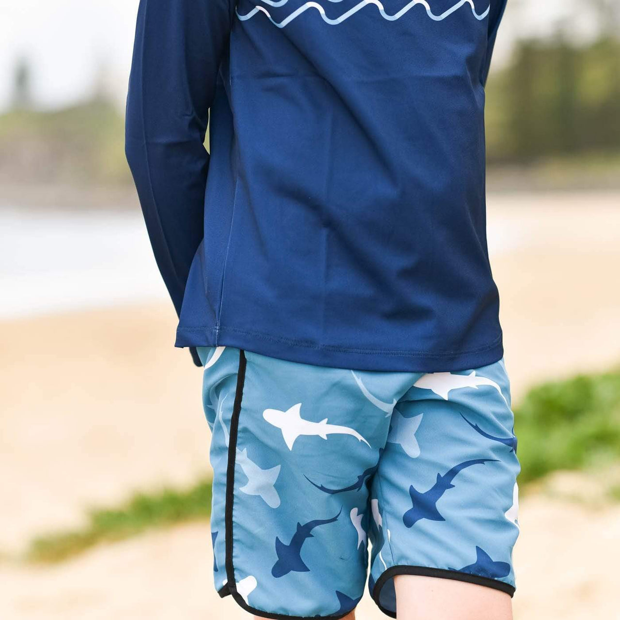 Sandy Feet Australia Board Shorts Ocean Shark Pod Board Shorts