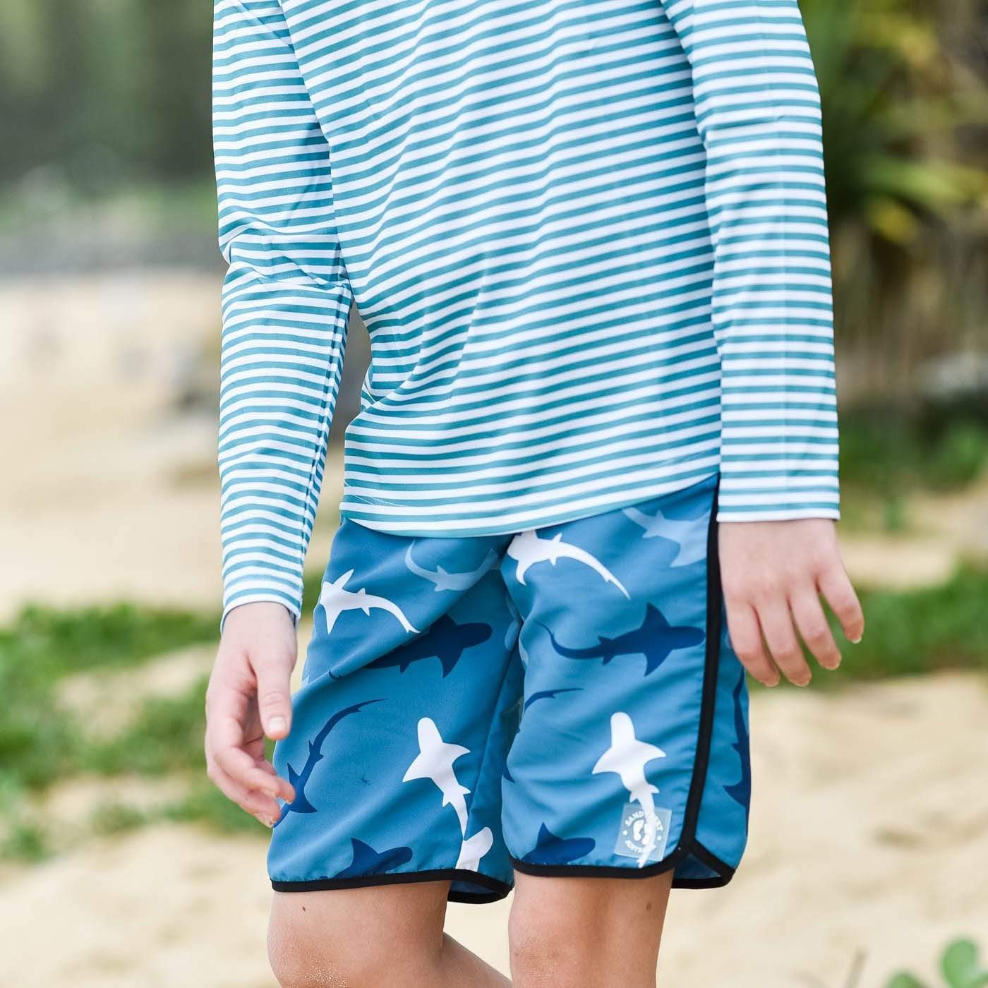 Sandy Feet Australia Board Shorts Ocean Shark Pod Board Shorts