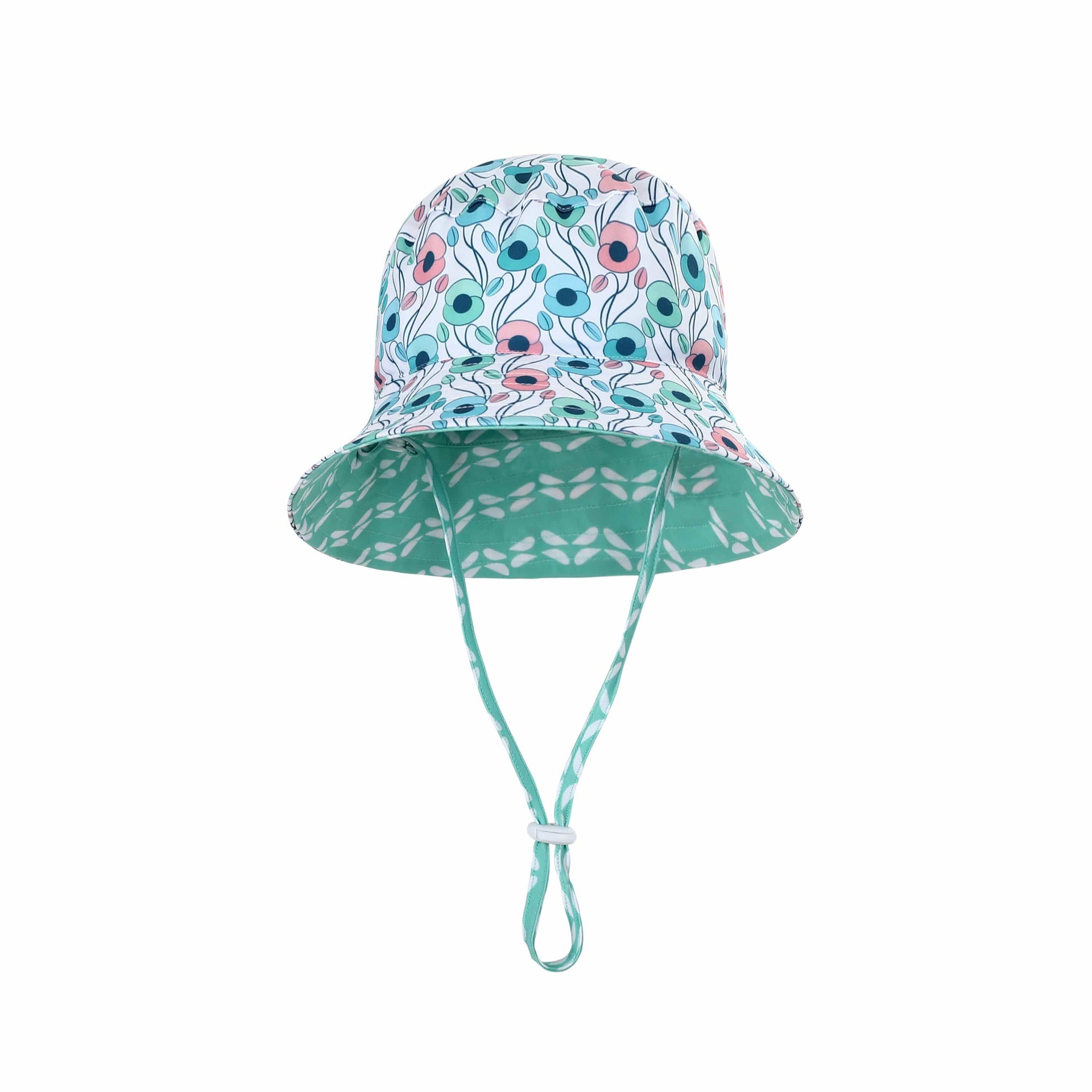 Sandy Feet Australia Hat Girls Mint Poppy Reversible Bucket Hat