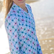 Sandy Feet Australia Long Sleeve Rashie Girls Poppy Perfection Long Sleeve Zip Rashie
