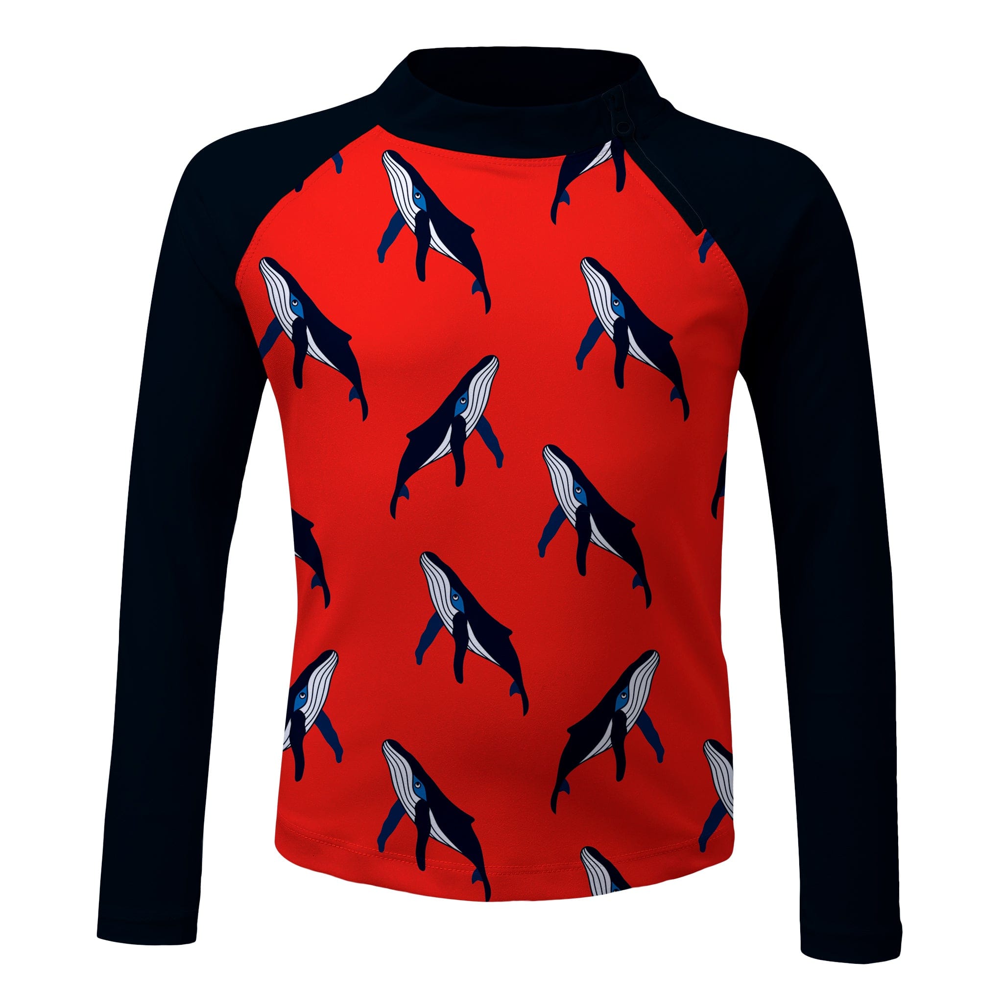 Red Whale Pod Long Sleeve Zip Rashie | Sandy Feet Australia