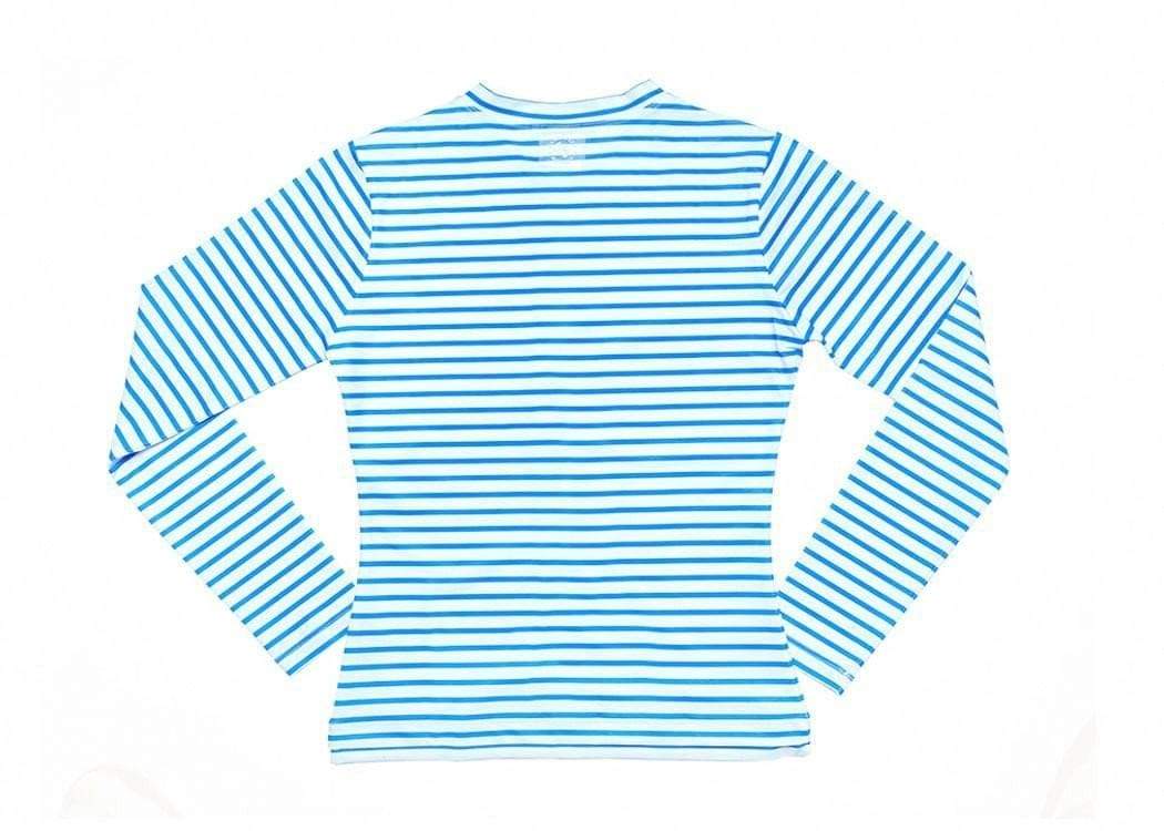Womens Blue Stripe Long Sleeve Zip Rashie