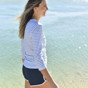 Sandy Feet Australia Long Sleeve Rashie Womens Nautical Stripe 3/4 Sleeve Rashie