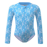 Sandy Feet Australia Long Sleeve Sunsuit Blue Flower Vine Long Sleeve Sunsuit