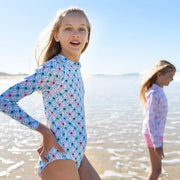 Sandy Feet Australia Long Sleeve Sunsuit Girls Poppy Perfection Long Sleeve Sunsuit