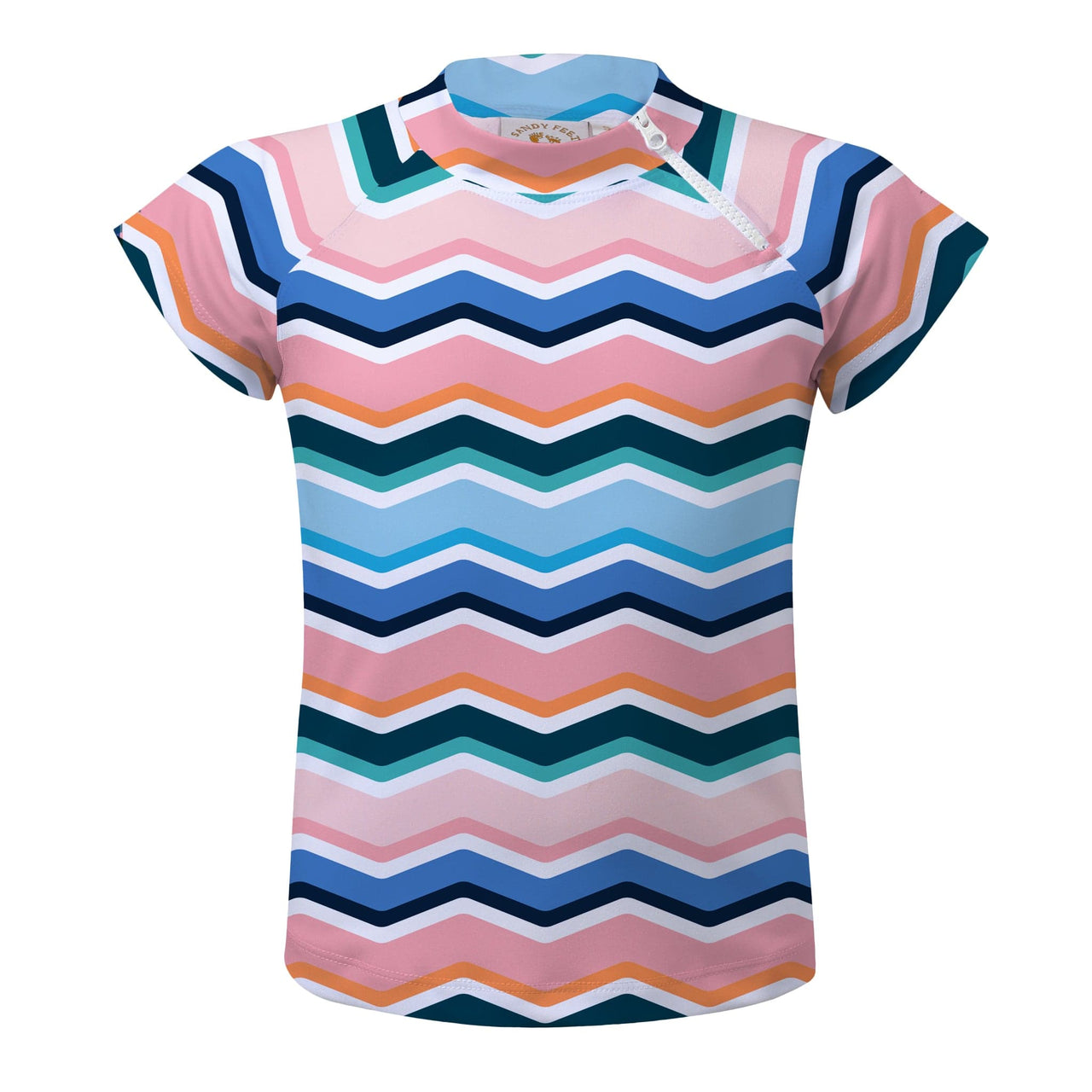 Sandy Feet Australia Short Sleeve Rashie Chevron Wave Short Sleeve Zip Rashie