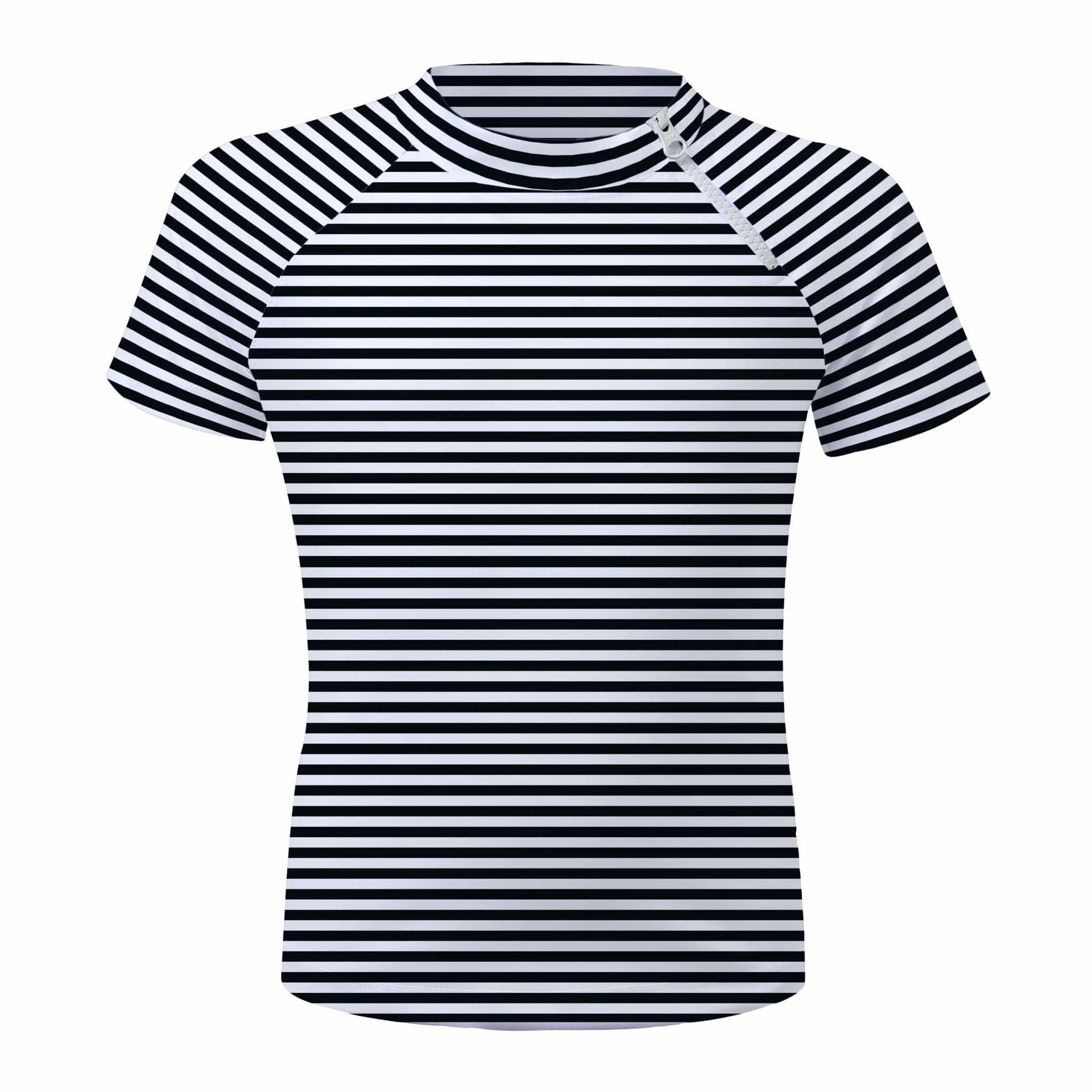 Sandy Feet Australia Short Sleeve Rashie Classic Black Stripe Short Sleeve Zip Rashie