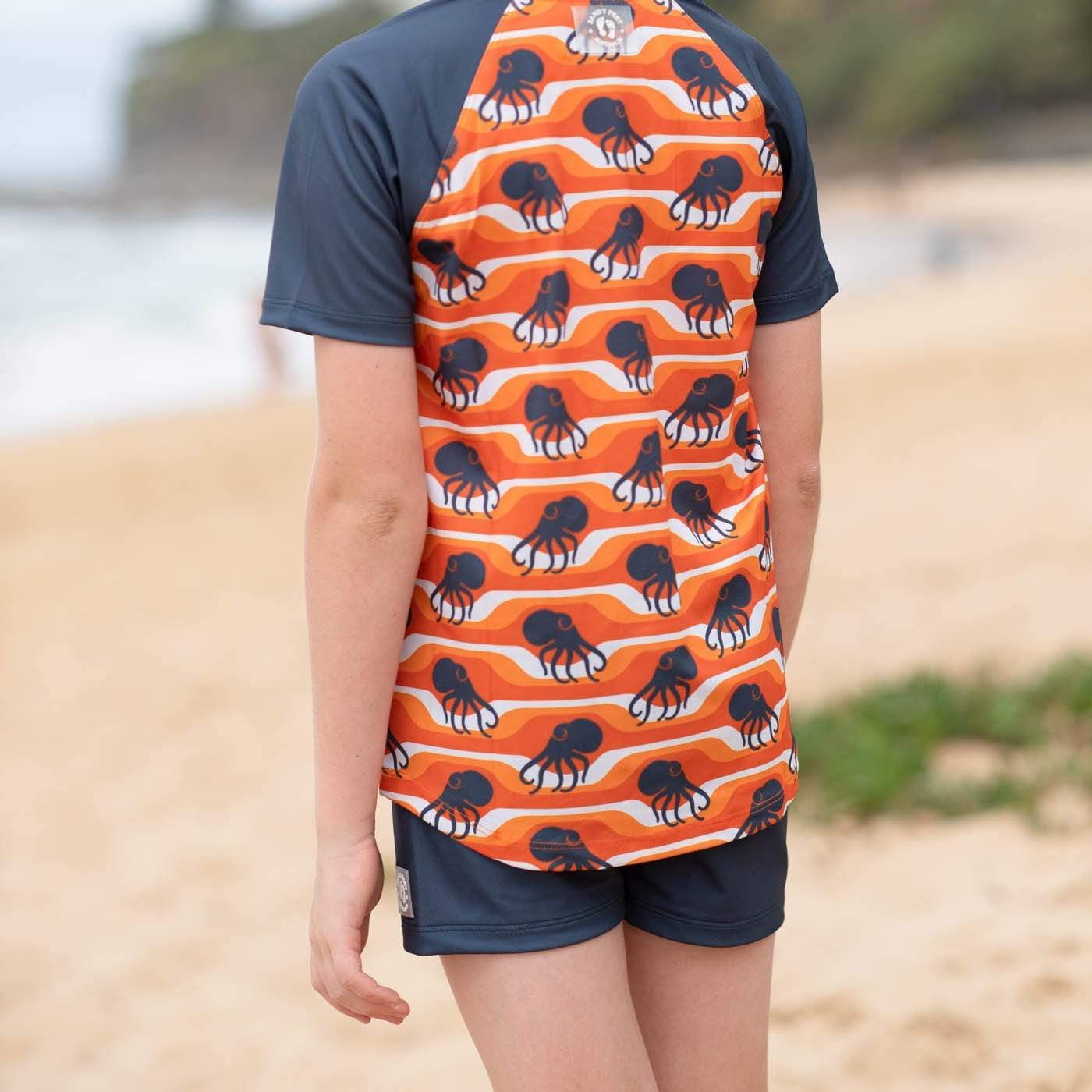 Sandy Feet Australia Short Sleeve Rashie Lava Octopi Short Sleeve Zip Rashie