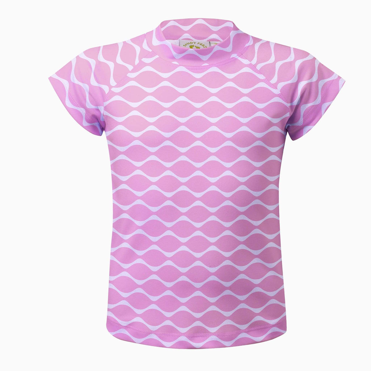 Pink Rashie UPF50+ Girls Pink Wave Short Sleeve Rashie | Sandy Feet Australia