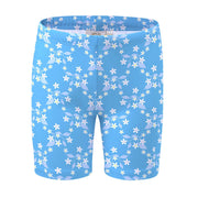 Sandy Feet Australia Swim Shorts Blue Flower Vine LONG Swim Shorts