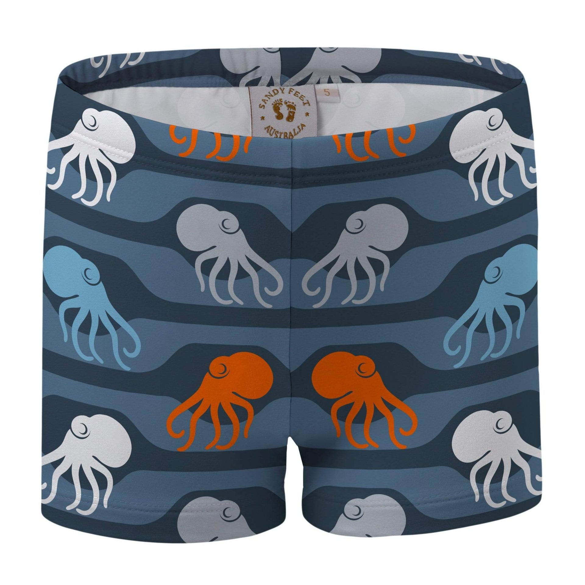 Sandy Feet Australia Swim Shorts Charcoal Octopi Swim Shorts