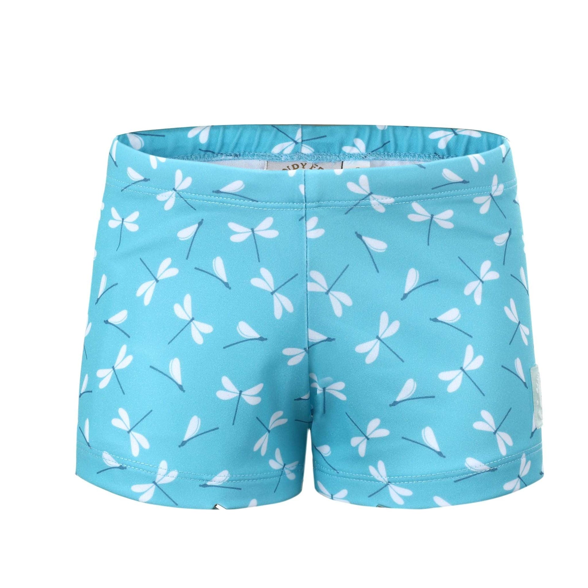 Sandy Feet Australia Swim Shorts Girls Sky Blue Dragon Fly Dance Swim Shorts
