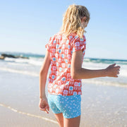 Sandy Feet Australia Swim Shorts Girls Sky Blue Dragon Fly Dance Swim Shorts