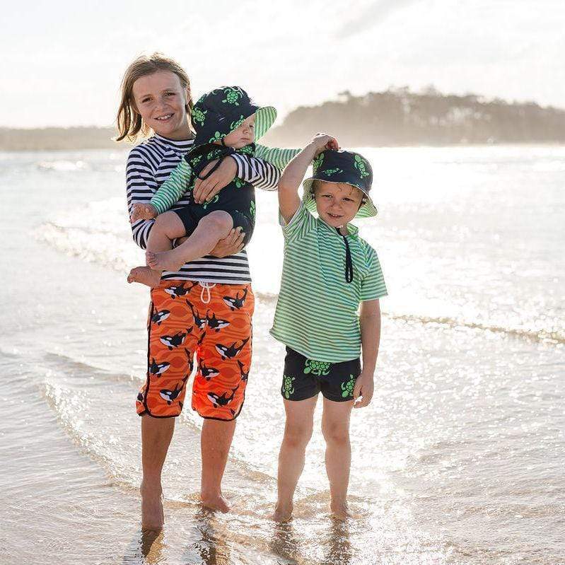 NAVY TURTLE BALE SWIM SHORTS