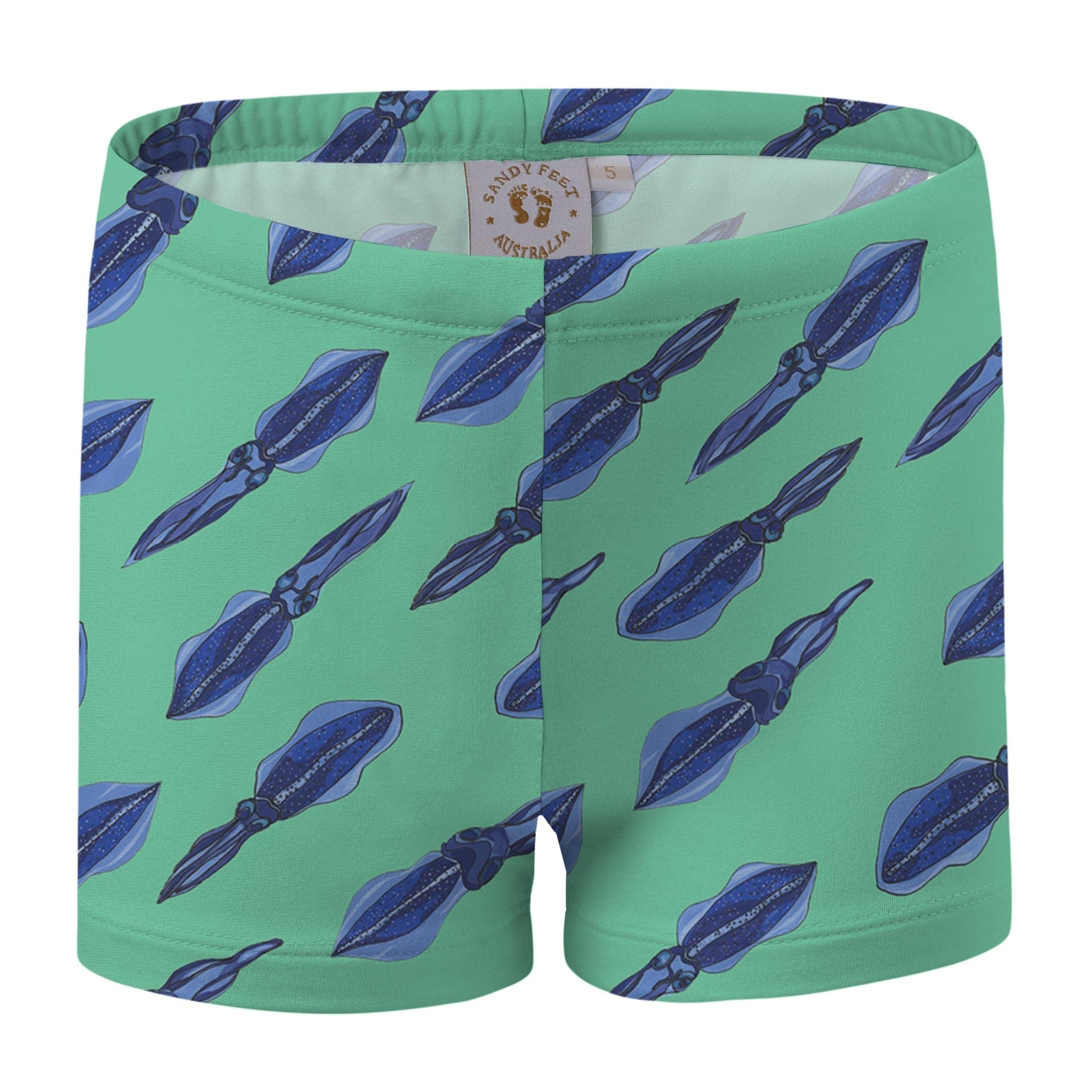 Sandy Feet Australia Swim Shorts Squiddy Tales (Green) Swim Shorts