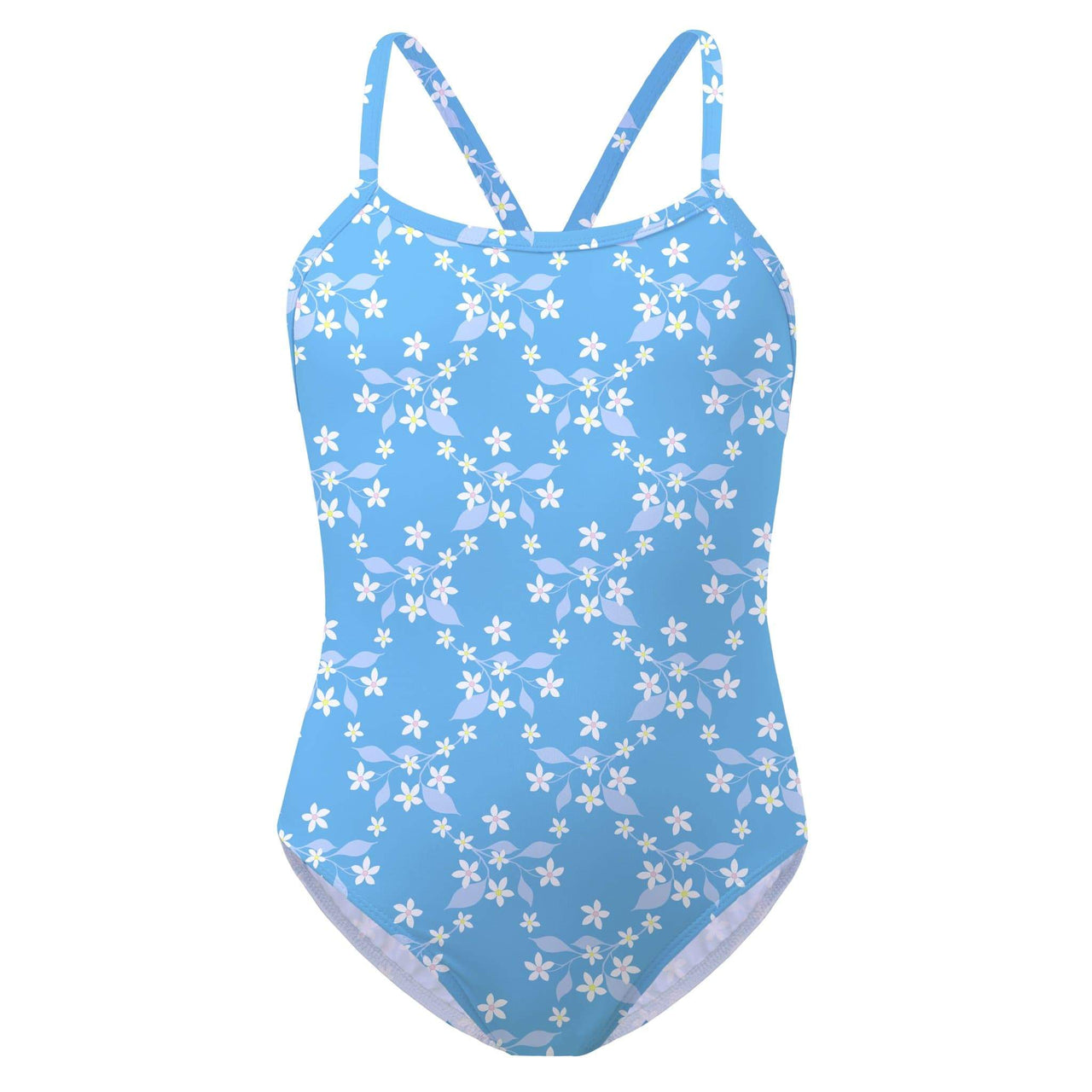 Sandy Feet Australia Swimsuit Blue Flower Vine Racerback Swimsuit