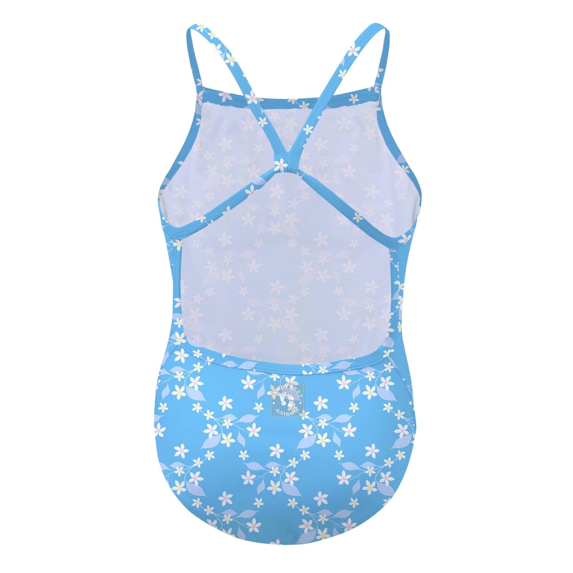 Sandy Feet Australia Swimsuit Blue Flower Vine Racerback Swimsuit